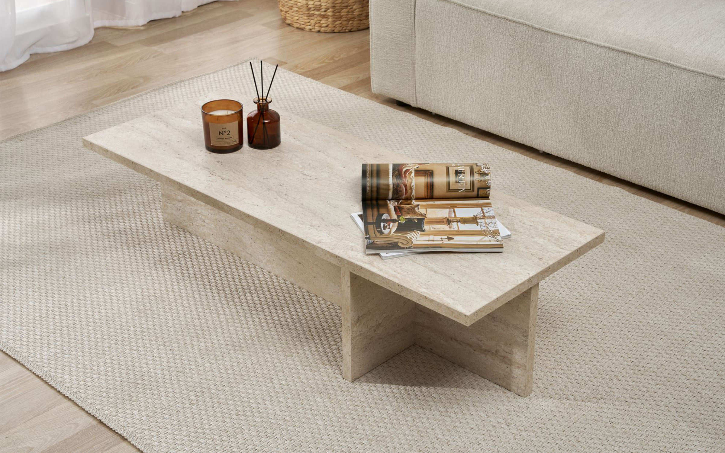 Masuta de cafea Elara, decor travertin  4